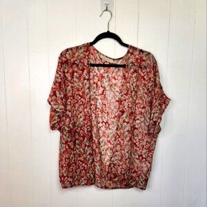 Propaganda Red Floral Open Front Kimono Cover-Up Swim Boho Bohemian  Vacation